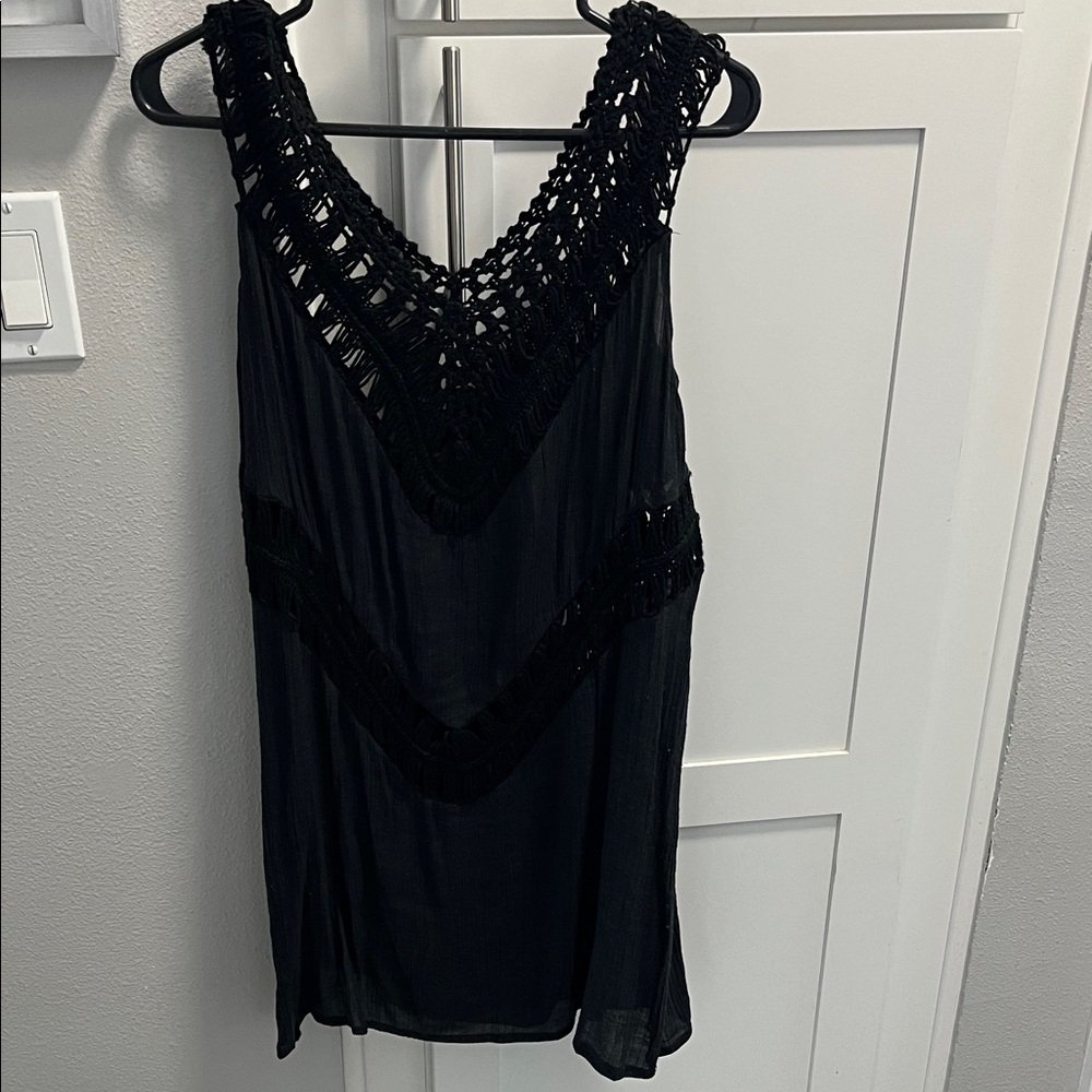 Elegant Black Crochet Women's Top